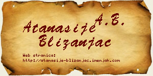 Atanasije Blizanjac vizit kartica